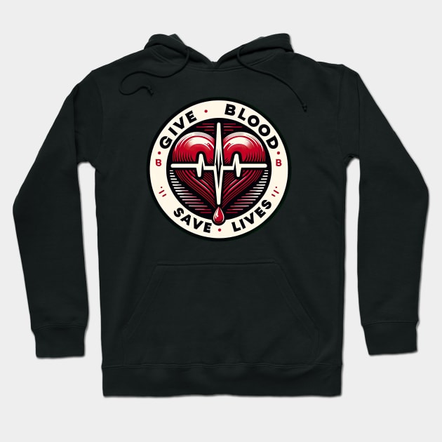 Heartbeat Blood Donation Emblem Tee - blood donation awareness Hoodie by Mapd